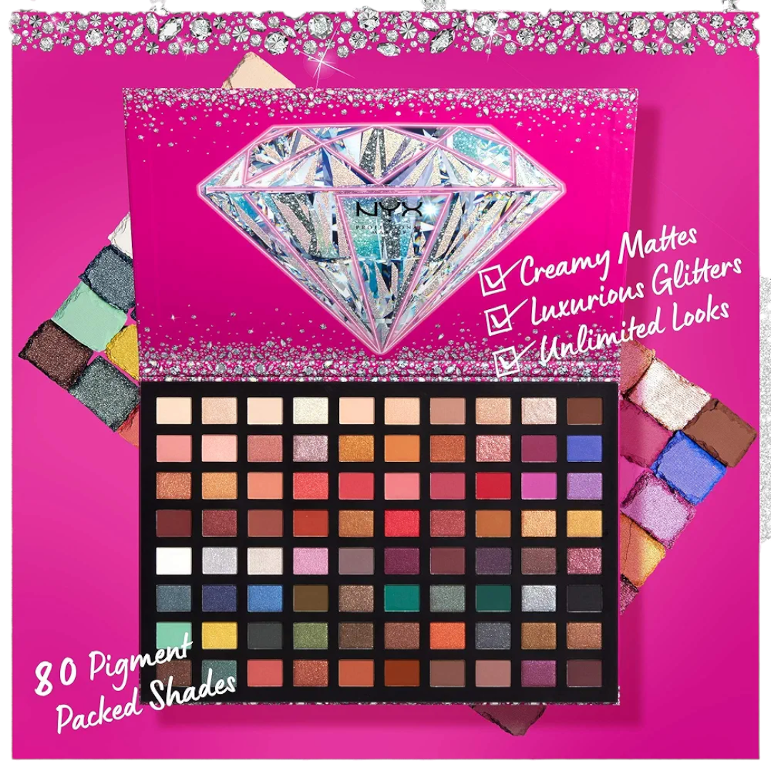 NYX PROFESSIONAL MAKEUP Gift Pack, Diamonds & Ice Ultimate 80 Pan Artistry Eyeshadow Palette
