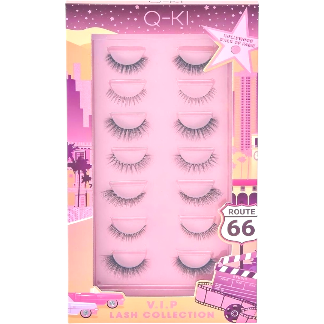Q-KI V.I.P Lash Collection Route 66 – 7 x Pairs Of Eye Lashes, 1x Eye Glue